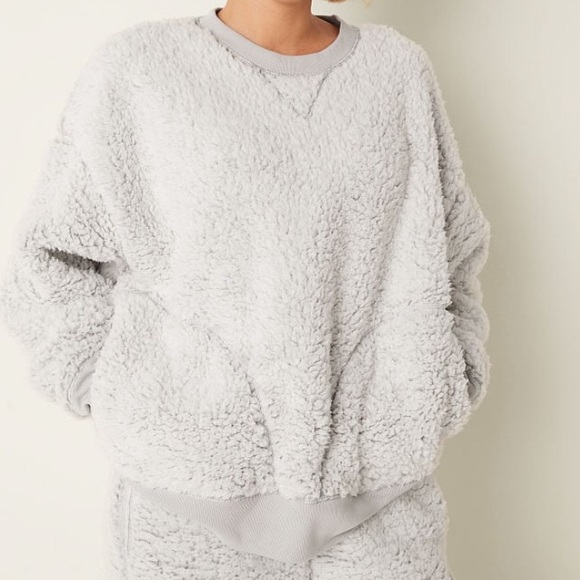 PINK Victoria's Secret Tops - PINK Victoria's Secret SHERPA CREW SWEATSHIRT